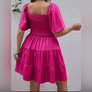 SHEIN Women's Plus Size Square Neckline Hollow Out Waist Ruffle Hem Dress